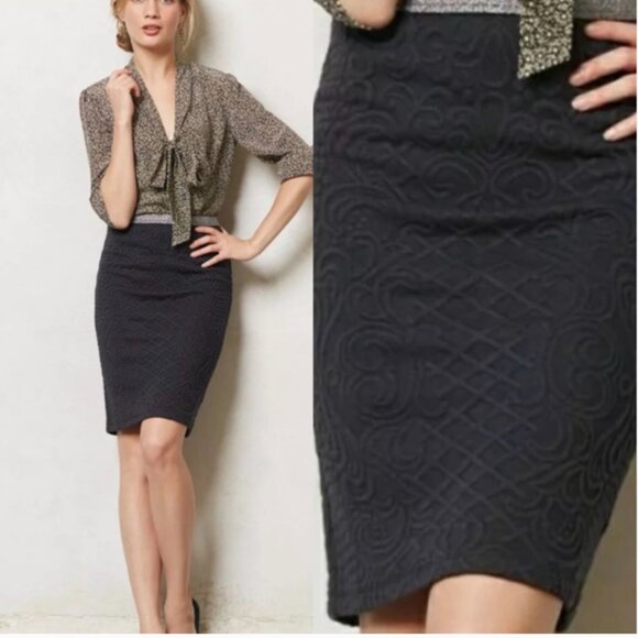 Anthropologie Moulinette Soeurs Black Textured Knit Pencil Skirt-XS - Picture 6 of 11